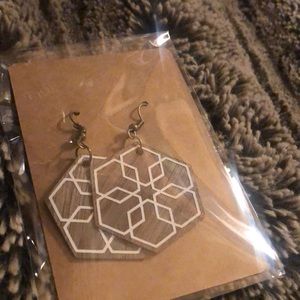 Homemade wooden earrings in white